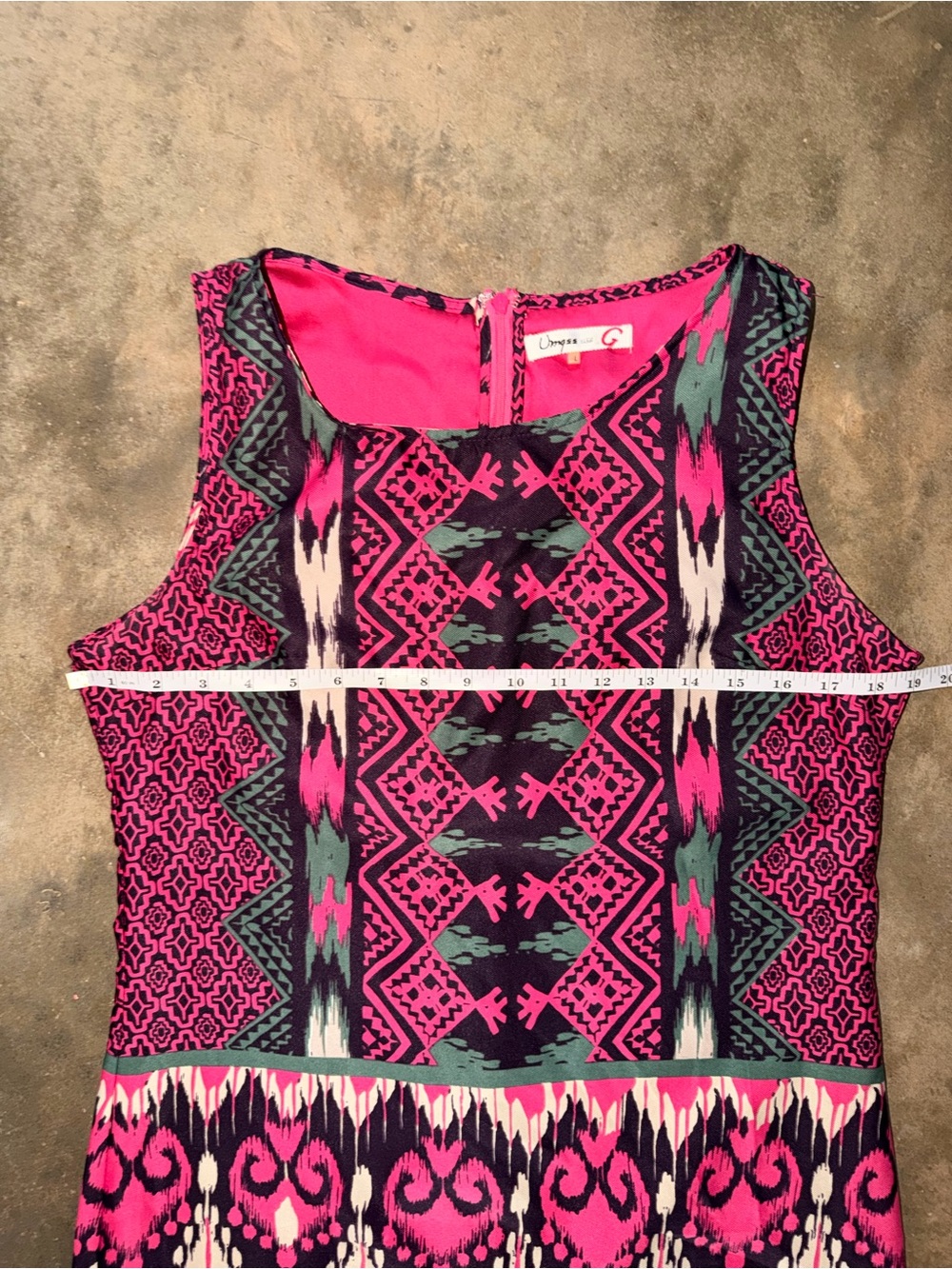 Umgee Pink Southwestern Print Sleeveless Shift Dress L Boho Lined - Picture 4 of 9